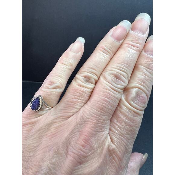 Blue kyanite sterling silver teardrop ring size 5 - Picture 5 of 16